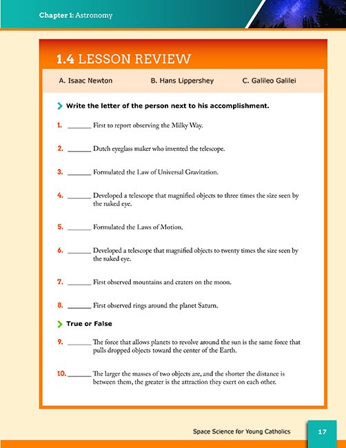 Space Science for Young Catholics