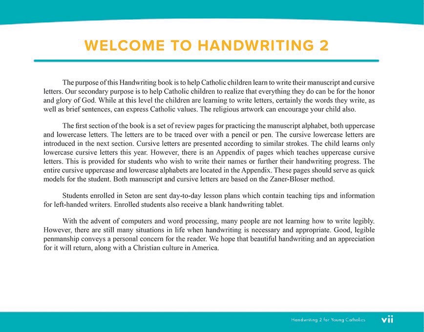 Catholic Handwriting 2 for Young Catholics | Seton Press