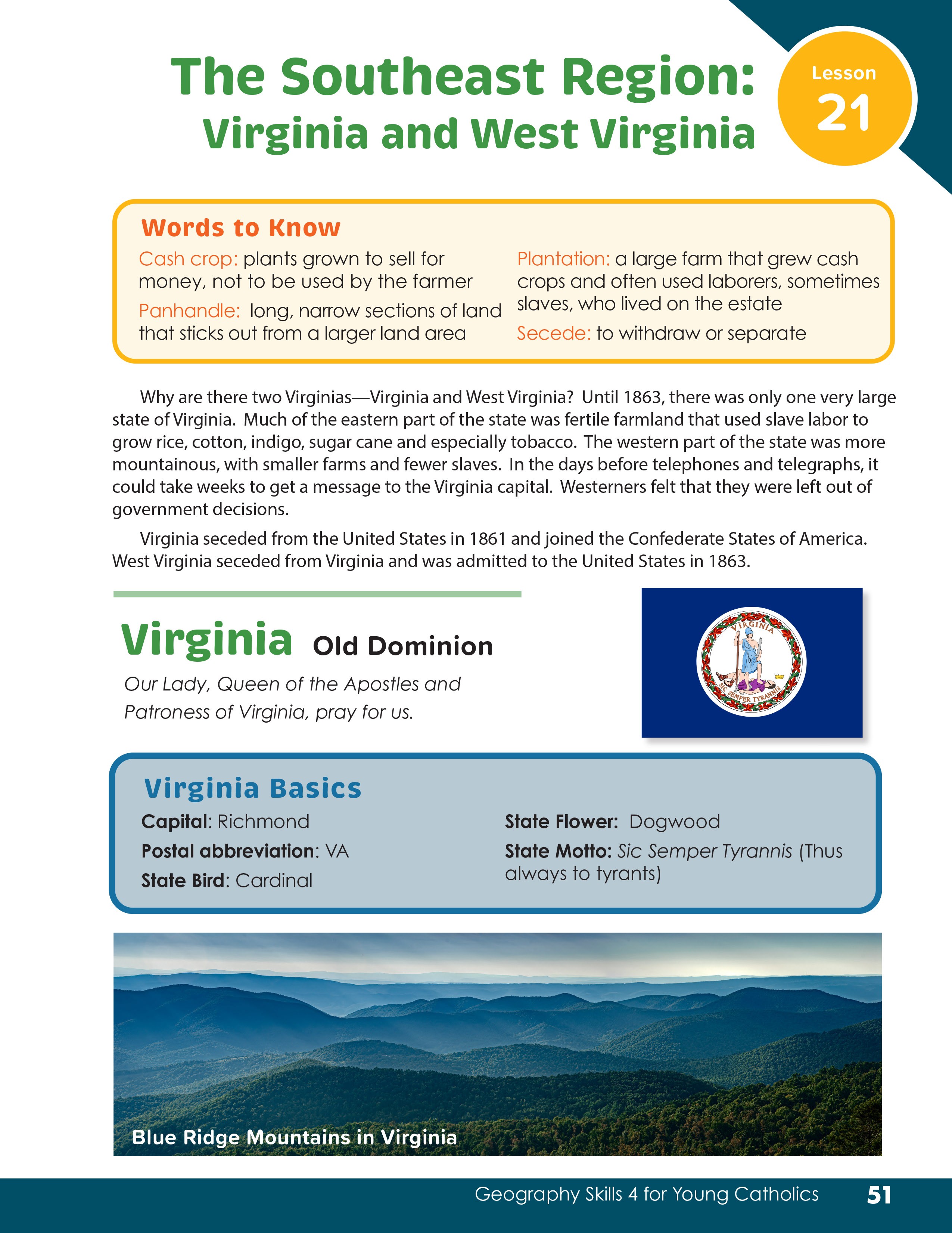 Geography Skills 4 for Young Catholics: The Eastern United States