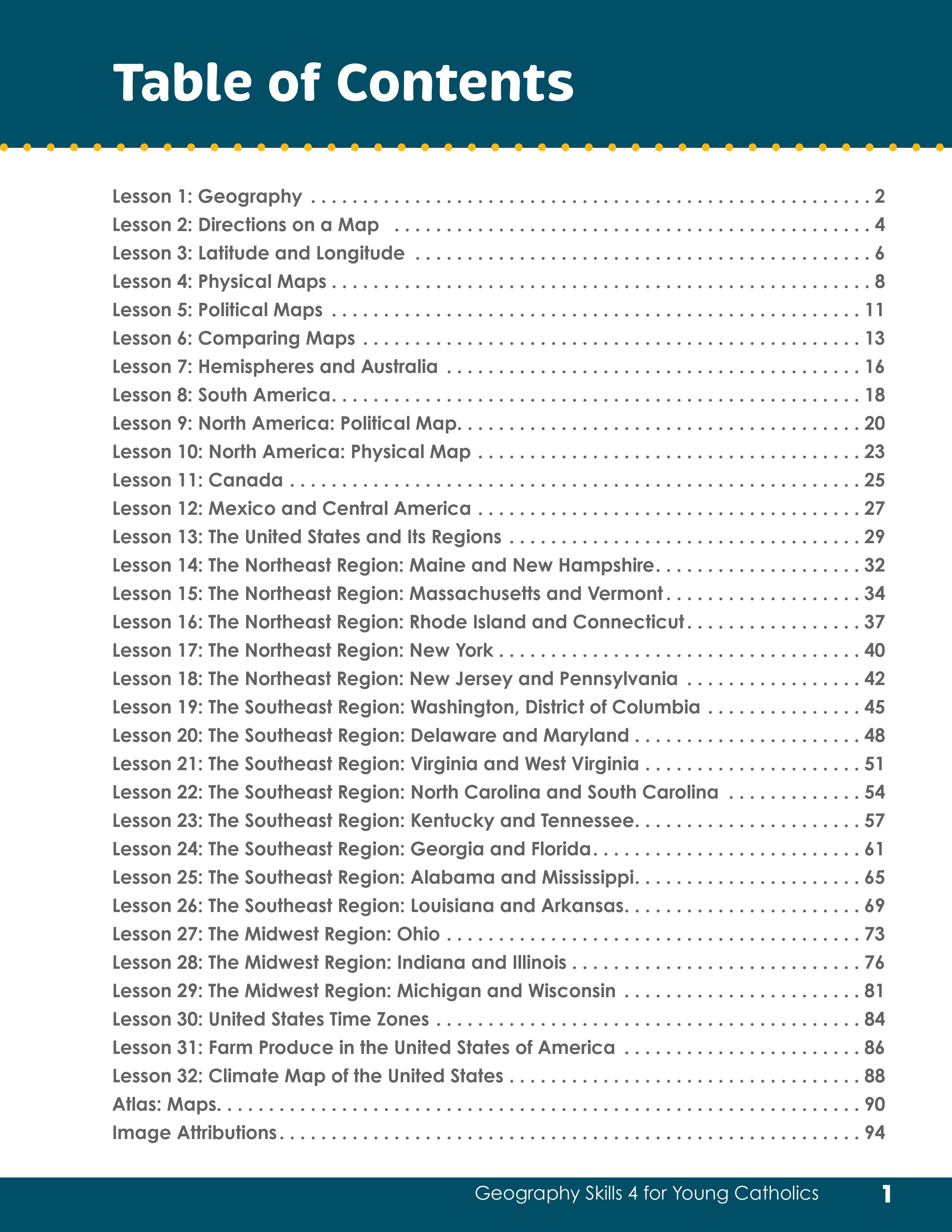 Geography Skills 4 for Young Catholics: The Eastern United States