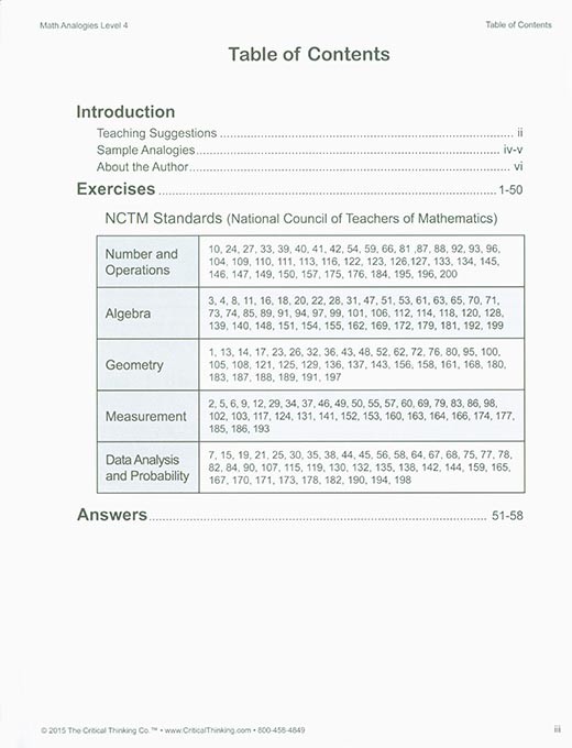 Math Analogies: Level 4 (Grades 8-9)