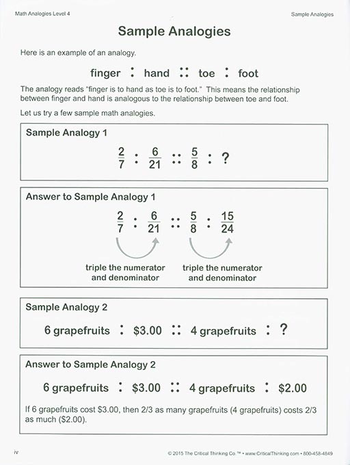 Math Analogies: Level 4 (Grades 8-9)