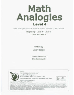 Math Analogies: Level 4 (Grades 8-9)