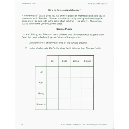 Mind Benders Level 4 (Grades 3-6)