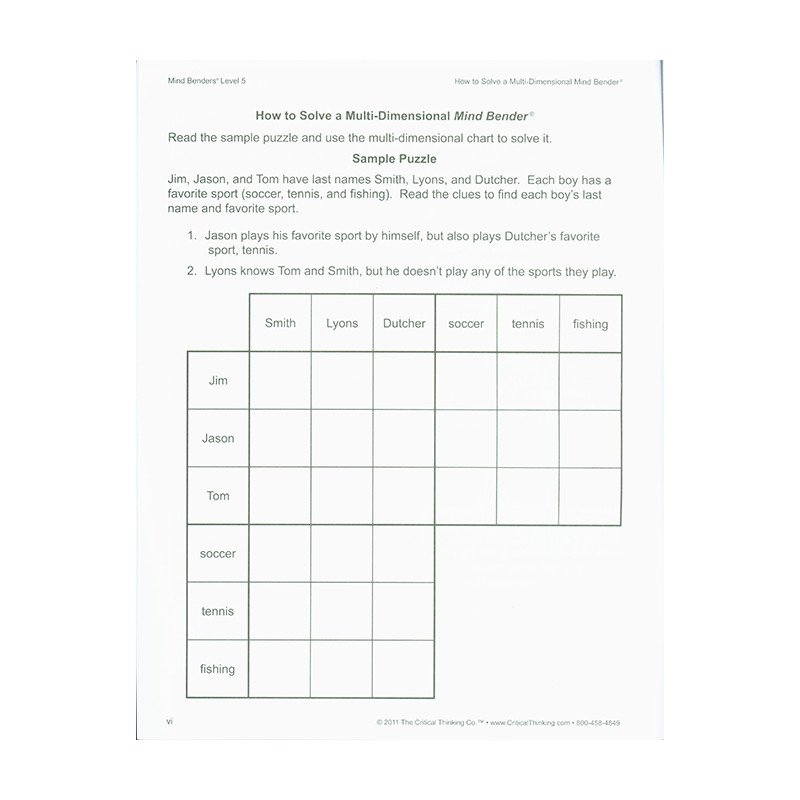 Mind Benders Book 6 - Libro Di Puzzle Per Sviluppare Logica E Pensiero Critico, Gradi 7-12, 64 Pagine