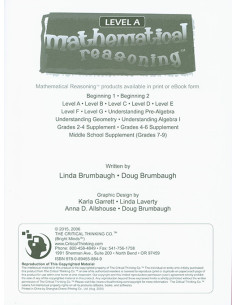 Mathematical Reasoning Level A - Grade K