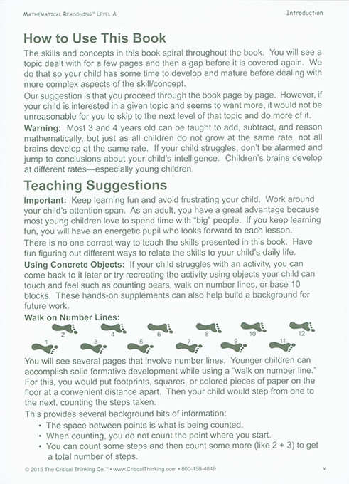 Mathematical Reasoning Level A - Grade K
