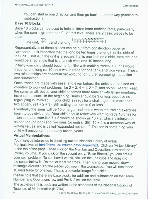 Mathematical Reasoning Level A - Grade K