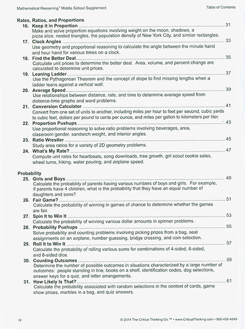 Mathematical Reasoning Middle School Supplement 7-9