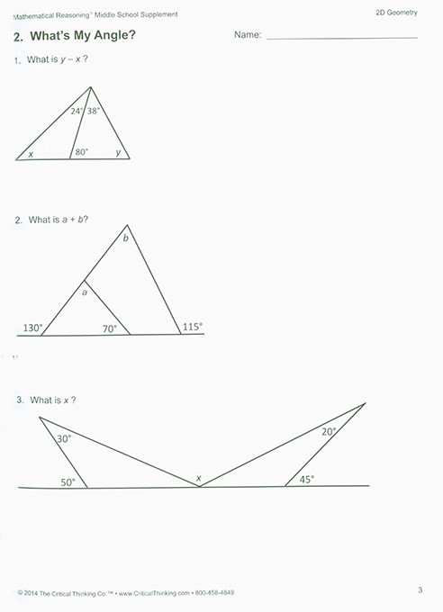 Mathematical Reasoning Middle School Supplement 7-9