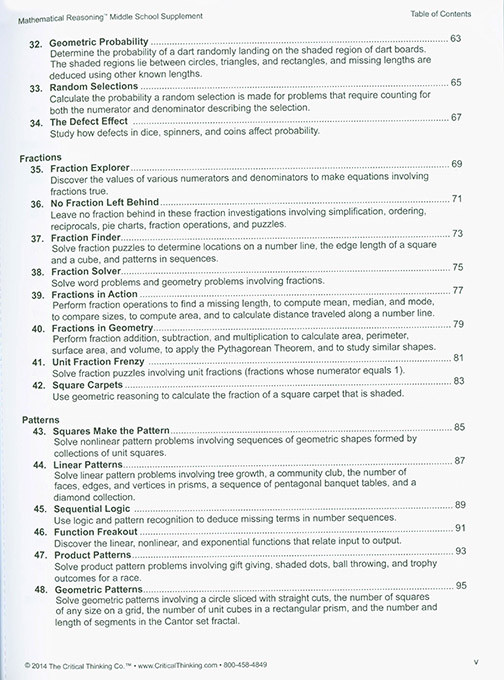 Mathematical Reasoning Middle School Supplement 7-9
