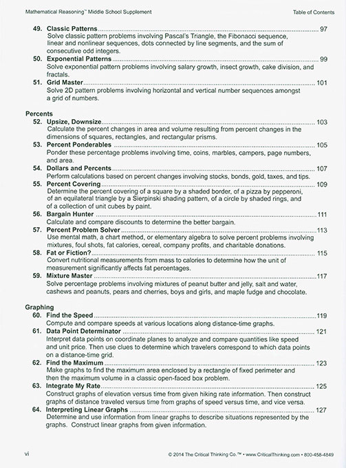 Mathematical Reasoning Middle School Supplement 7-9