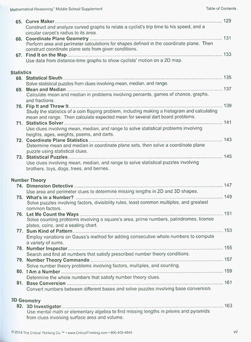 Mathematical Reasoning Middle School Supplement 7-9