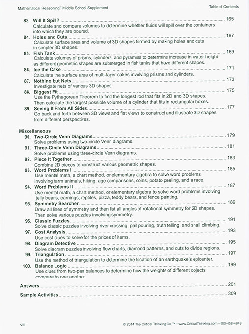 Mathematical Reasoning Middle School Supplement 7-9