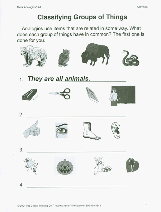 Think Analogies - Level A-1 (Grades 3-5)