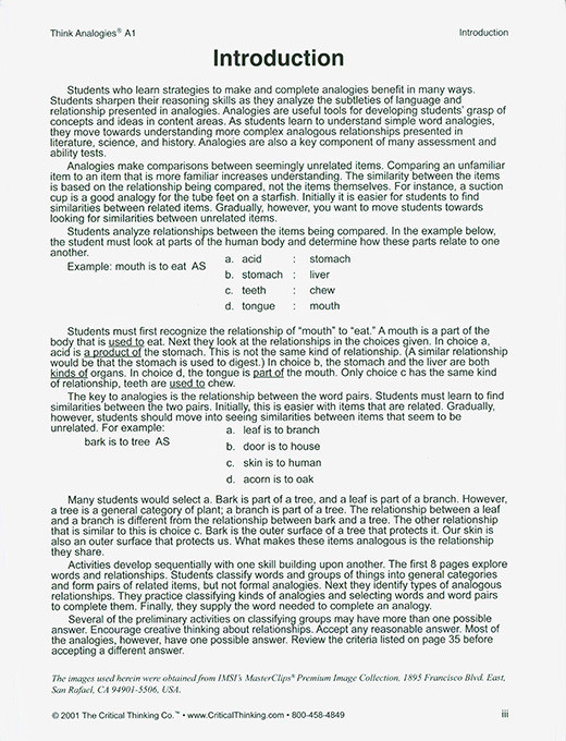 Think Analogies - Level A-1 (Grades 3-5)