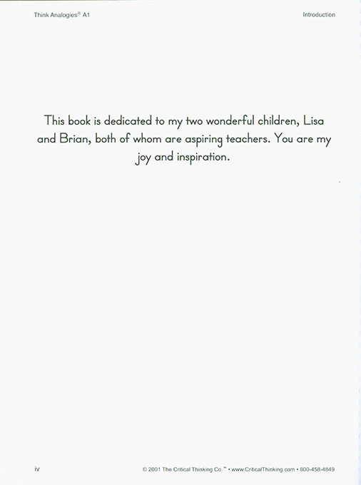 Think Analogies - Level A-1 (Grades 3-5)