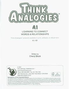 Think Analogies - Level A-1 (Grades 3-5)