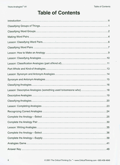 Think Analogies - Level A-1 (Grades 3-5)