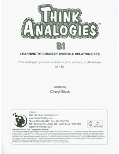 Think Analogies - Level B-1 (Grades 6-12)