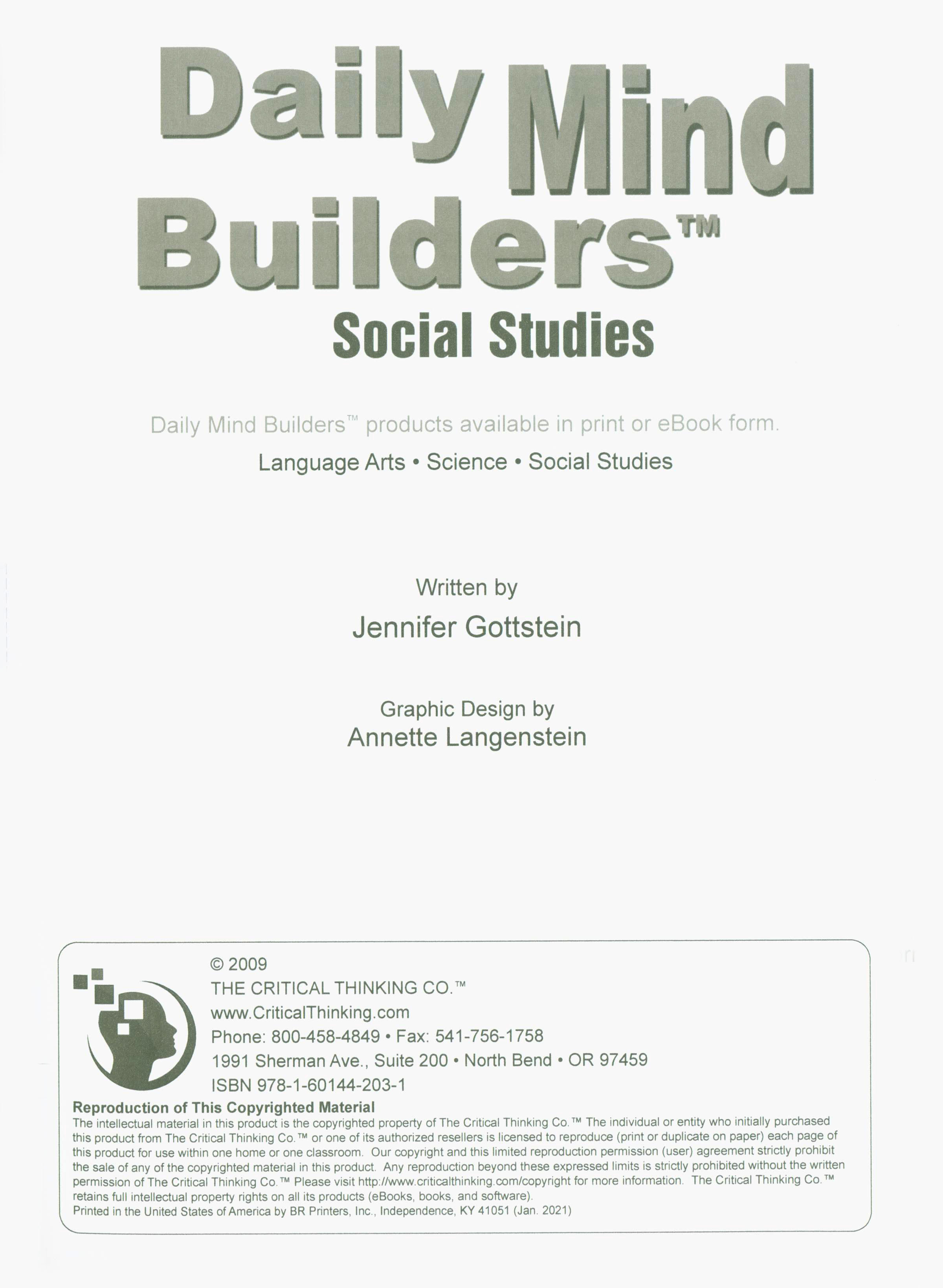 Daily Mind Builders: Social Studies (Grades 5-12)