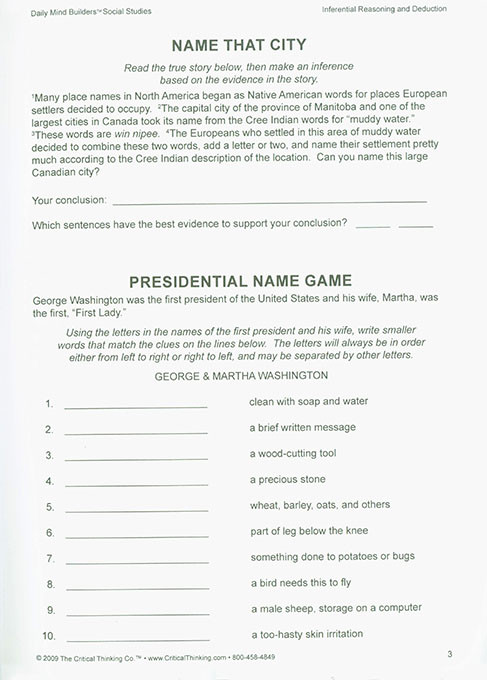 Daily Mind Builders: Social Studies (Grades 5-12)