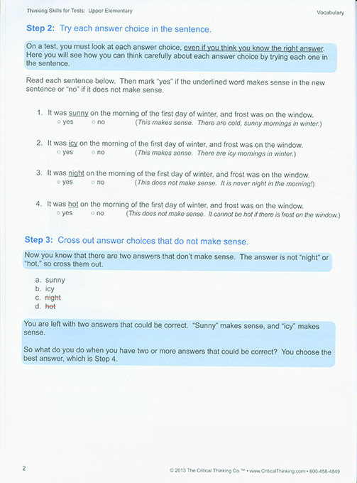 Thinking Skills for Tests: Upper Elementary Grades 3-5