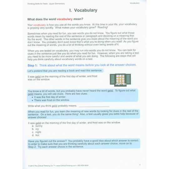 Thinking Skills for Tests: Upper Elementary Grades 3-5
