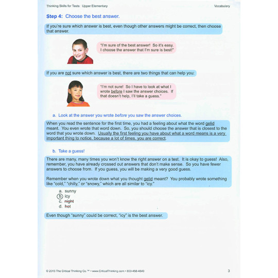 Thinking Skills for Tests: Upper Elementary Grades 3-5