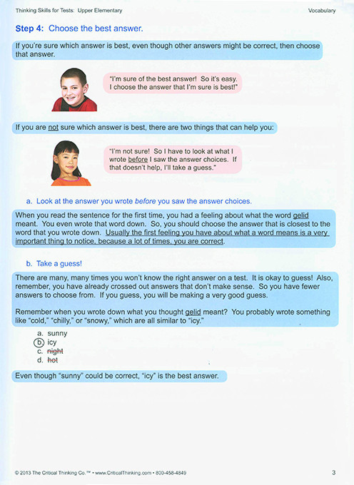 Thinking Skills for Tests: Upper Elementary Grades 3-5