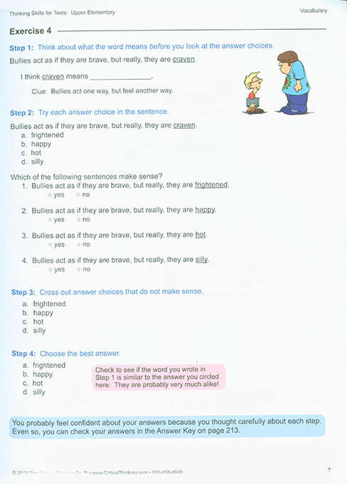 Thinking Skills for Tests: Upper Elementary Grades 3-5