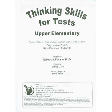Thinking Skills for Tests: Upper Elementary Grades 3-5