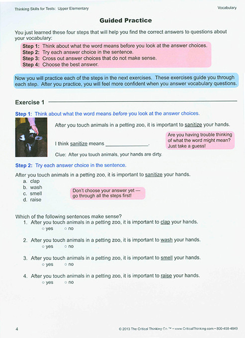 Thinking Skills for Tests: Upper Elementary Grades 3-5