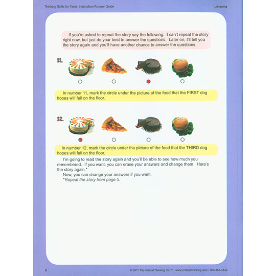 Thinking Skills for Tests Early Learning Teacher Guide (PreK-2)