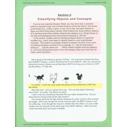 Thinking Skills for Tests Early Learning Teacher Guide (PreK-2)