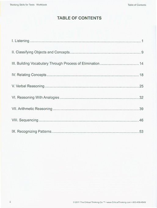 Thinking Skills for Tests Early Learning Workbook (PreK-2)