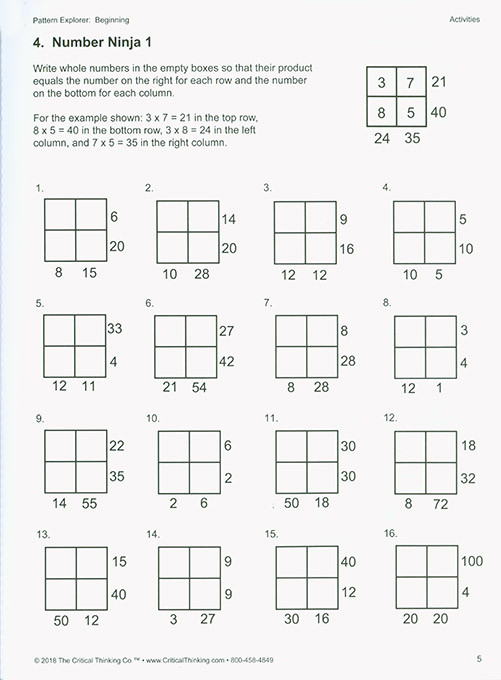 Pattern Explorer - Beginning (Grades 3-4)