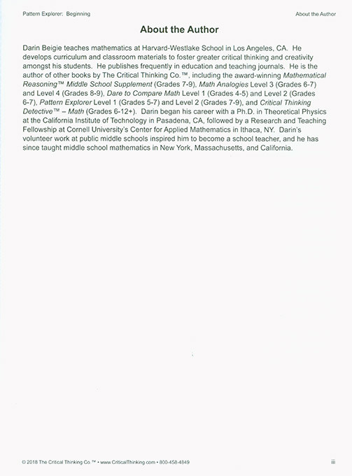 Pattern Explorer - Beginning (Grades 3-4)