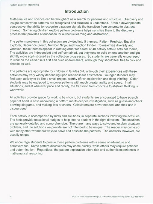 Pattern Explorer - Beginning (Grades 3-4)