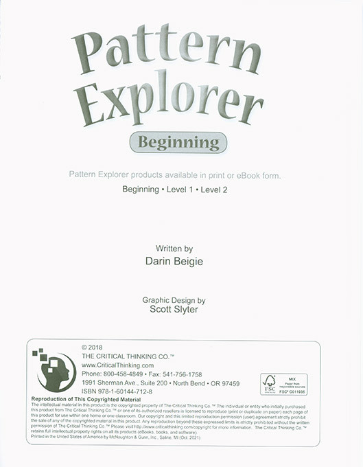 Pattern Explorer - Beginning (Grades 3-4)