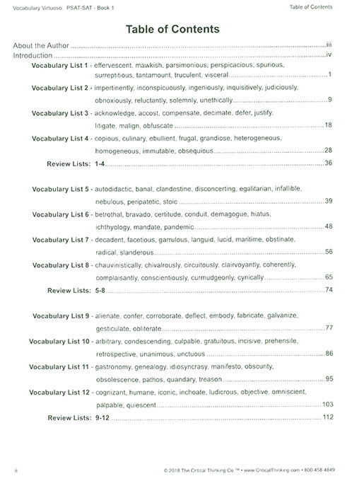 Vocabulary Virtuoso: PSAT-SAT Book 1 Grades 8-12