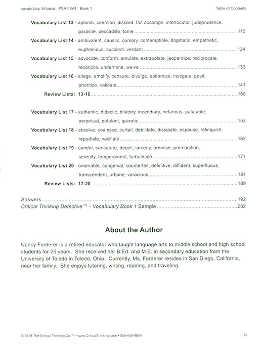 Vocabulary Virtuoso: PSAT-SAT Book 1 Grades 8-12