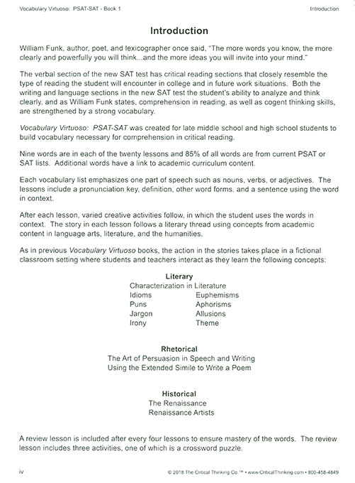 Vocabulary Virtuoso: PSAT-SAT Book 1 Grades 8-12