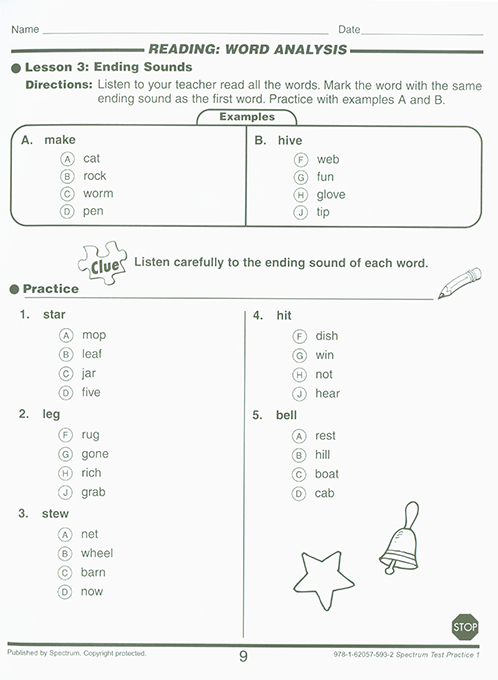 Spectrum Test Practice Workbook Grade 1