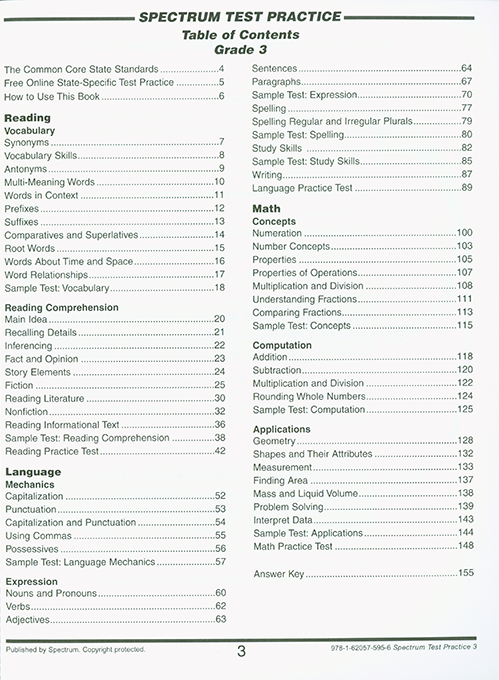Spectrum Test Practice Workbook Grade 3