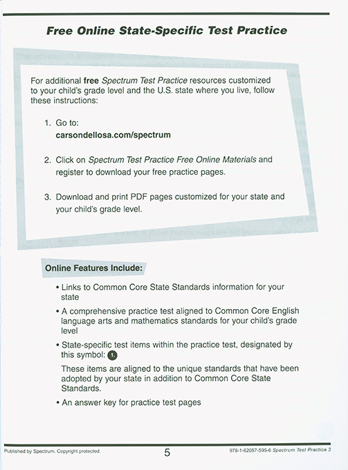 Spectrum Test Practice Workbook Grade 3