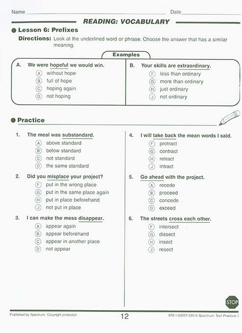 Spectrum Test Practice Workbook Grade 3