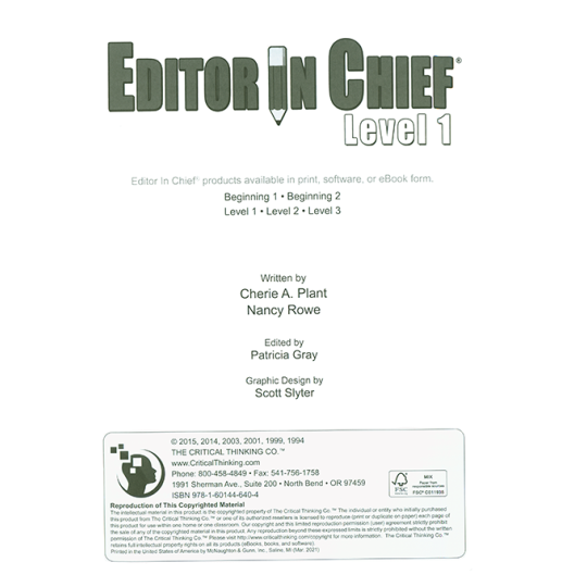 Editor in Chief Level 1 - Grades 4-5