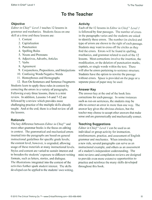 Editor in Chief Level 1 - Grades 4-5