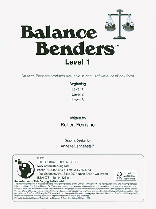 Balance Benders - Level 1 (Grades 4-12)